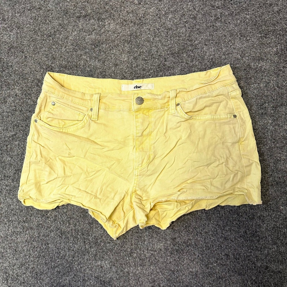 Else Shorts Womens Size 30 Yellow Tencel Blend Raw Hem Casual Stretch Denim